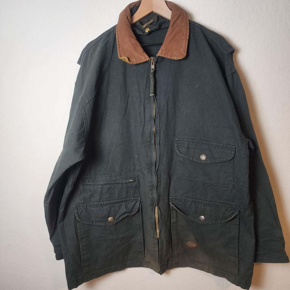 Vintage Tweed River Outfitters Jacket Mens Large Green Canvas Field Coat Hunting
